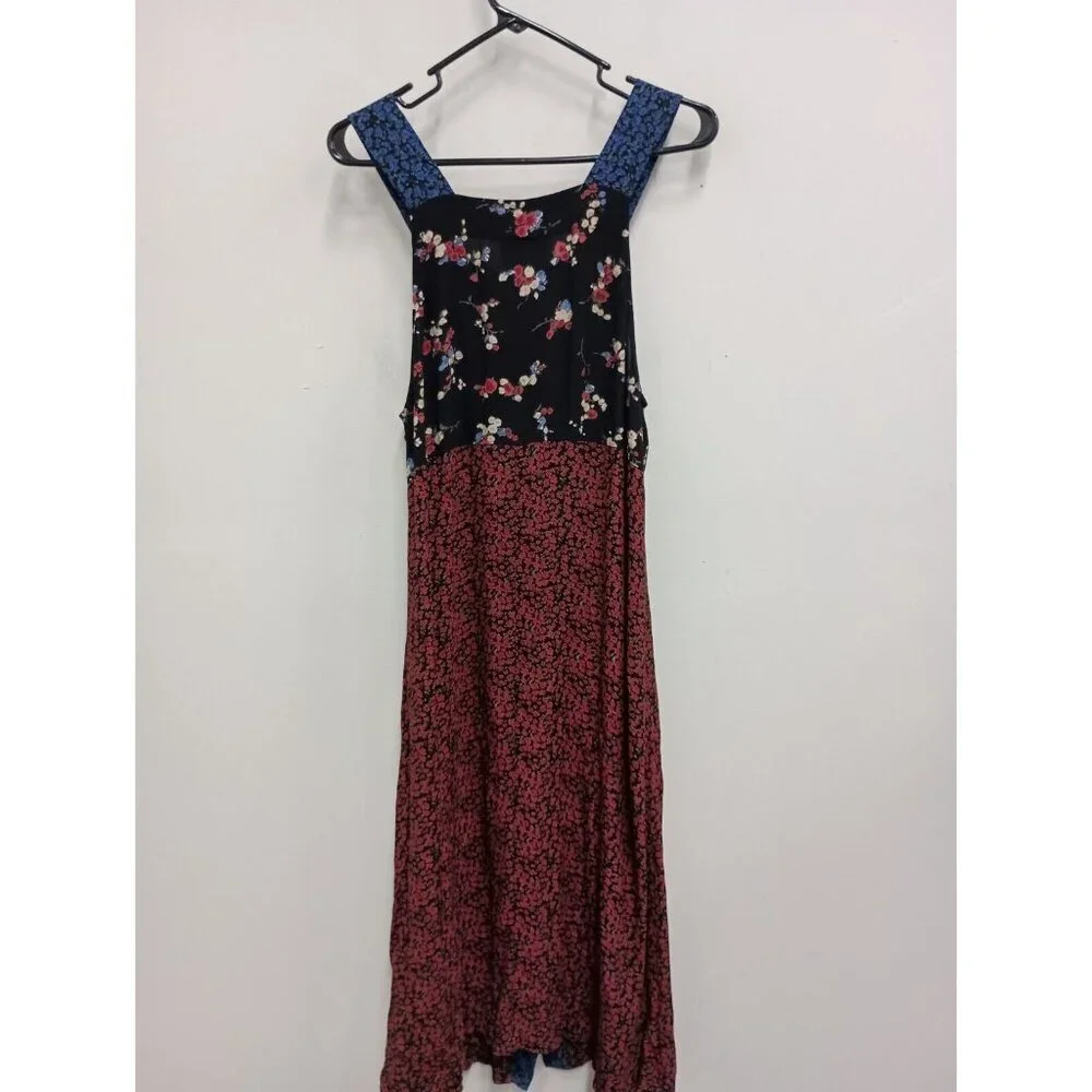 VTG Carol Anderson Womens Sleeveless Maxi Dress Medium Petite Blue Floral BOHO - Picture 8 of 8